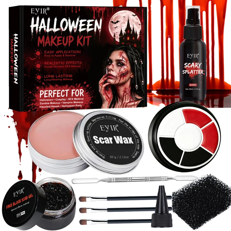 8-Piece Halloween Special Effects Makeup Kit with Wound & Scar Tools - Realistic FX Set