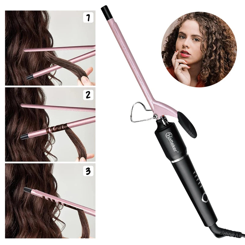 Professional 9mm Hair Curler with Ceramic Barrel Auto-Off & Wet/Dry Use