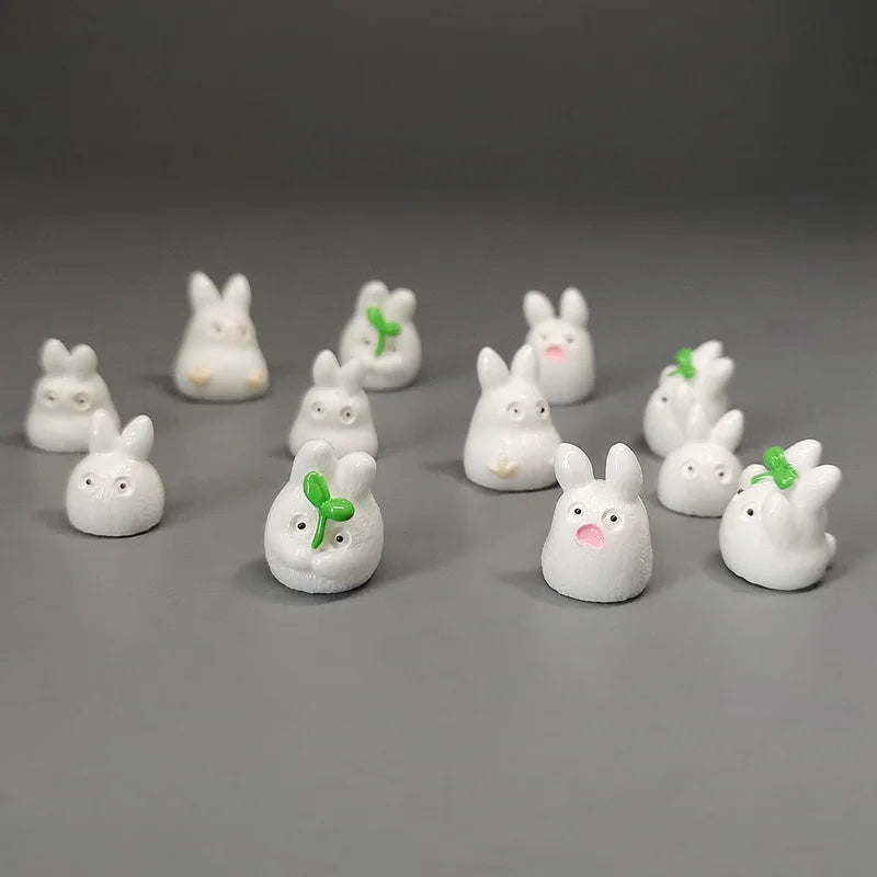 Miniature Luminous Resin Elk & Leaf Fairy Garden Decor Set - DIY Craft Accessories