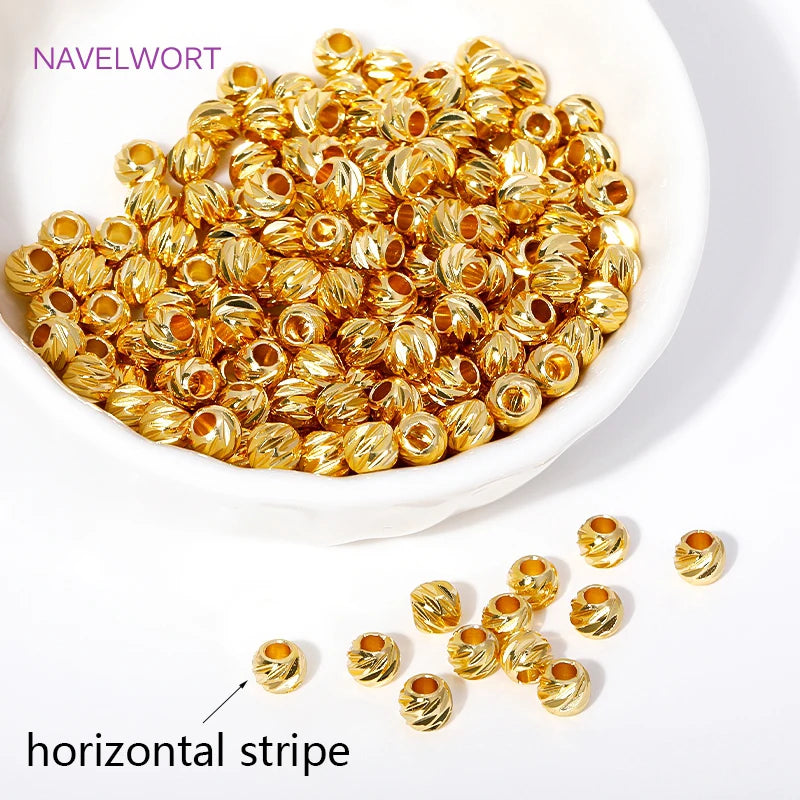 Bead Spacers Brass Round Stripe Jewelry Findings for DIY Jewelry Making