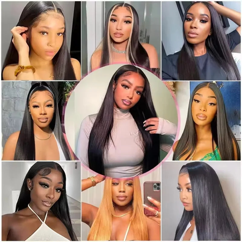 Brazilian Human Hair Wigs 13x6 HD Lace Front Pre Plucked 200 Density Natural Color