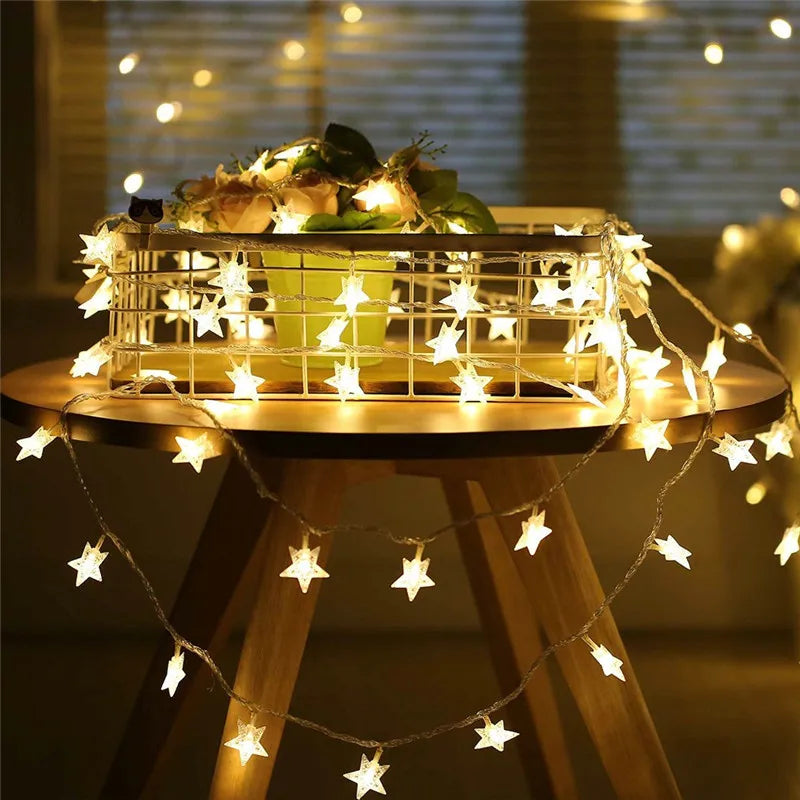 Outdoor 6M 40 LED Star String Lights - Holiday & Christmas Tree Decor