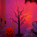 Halloween Artificial Birch Tree Light with 24 LED Colors Tabletop Decor