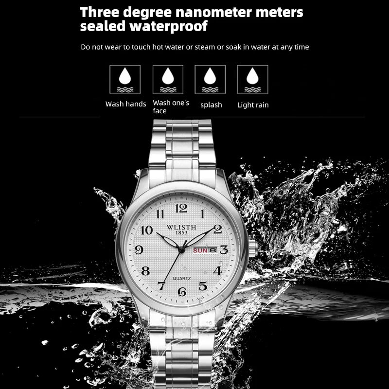 Quartz Digital Watch for Elderly with Double Calendar and Luminous Display