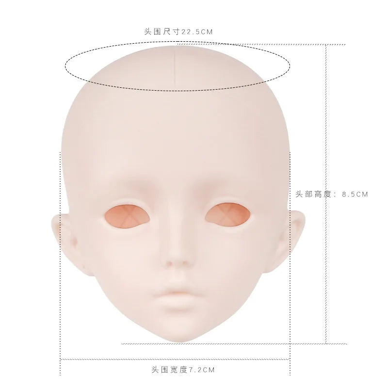White 1/3 Doll Head for 60cm Ball-Jointed Doll DIY Accessories