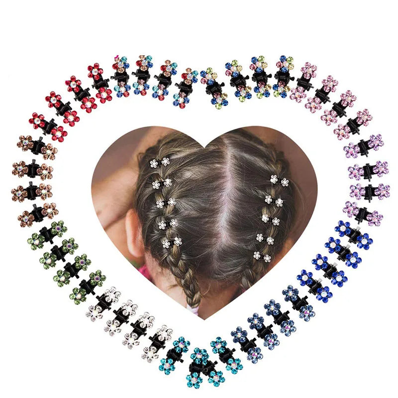 12pcs Colorful Glitter Flower No-Slip Metal Hair Claws for Girls