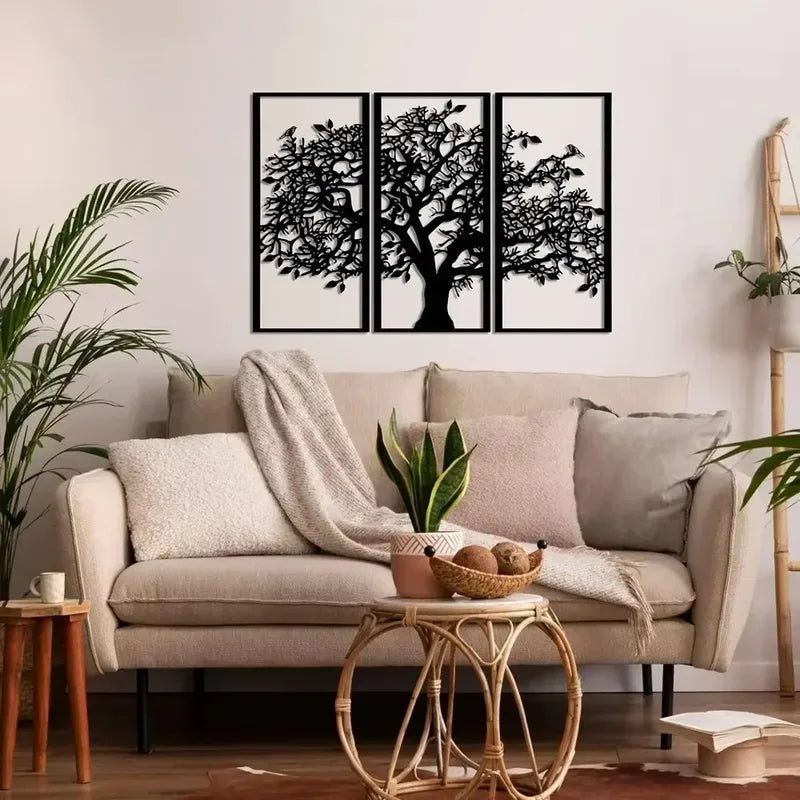 Metal Wall Art Tree of Life Sculpture - Iron Hanging Decor for Home & Living Room