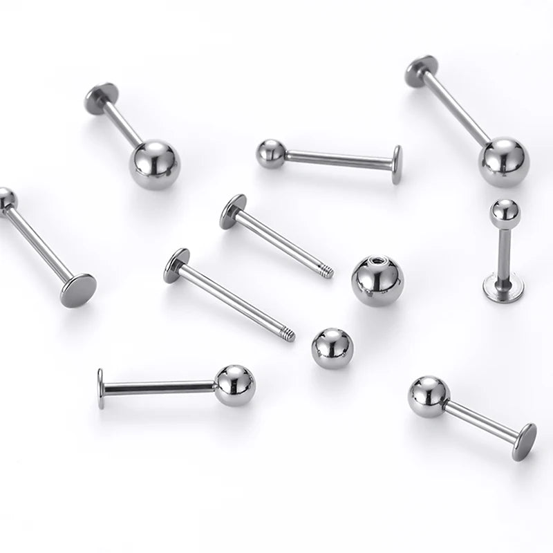 Hypoallergenic Titanium Labret Studs & Lip Rings with Secure Screw-In Design
