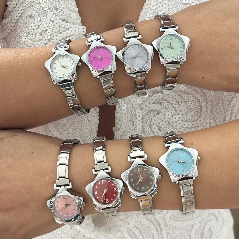 DIY Watch Charm Bracelet - Stainless Steel Star Watch Band for Women Party Gift