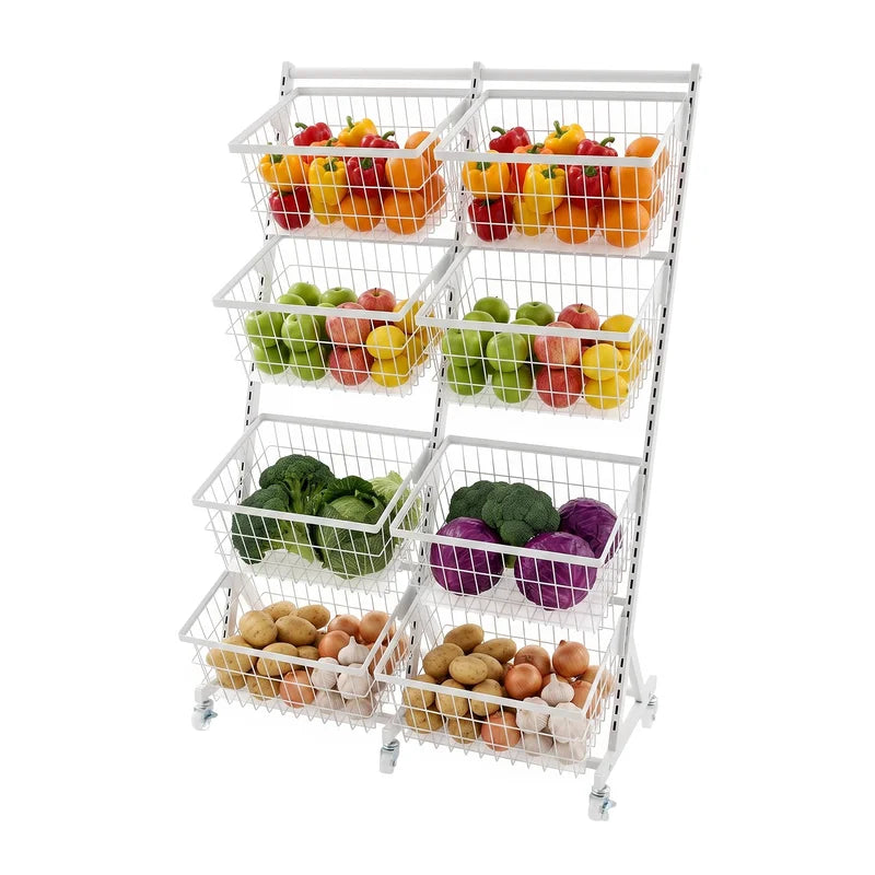 Mobile Snack Display Rack with Wheels for Kitchen & Store Storage