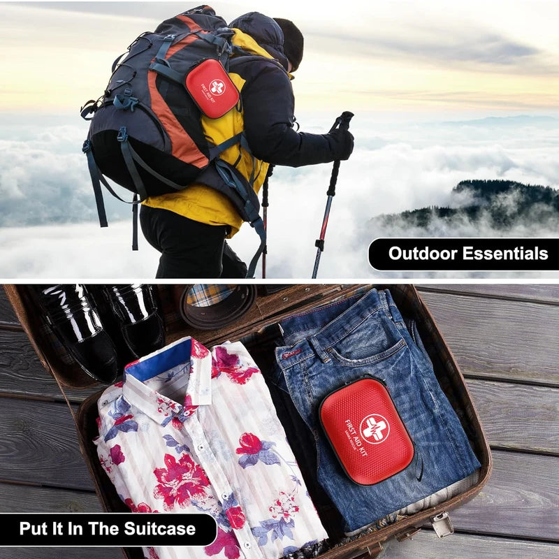 Mini Waterproof First Aid Kit with 150+ Emergency Medical Supplies - Compact & Portable for Home, Travel, Camping, Car, Sports