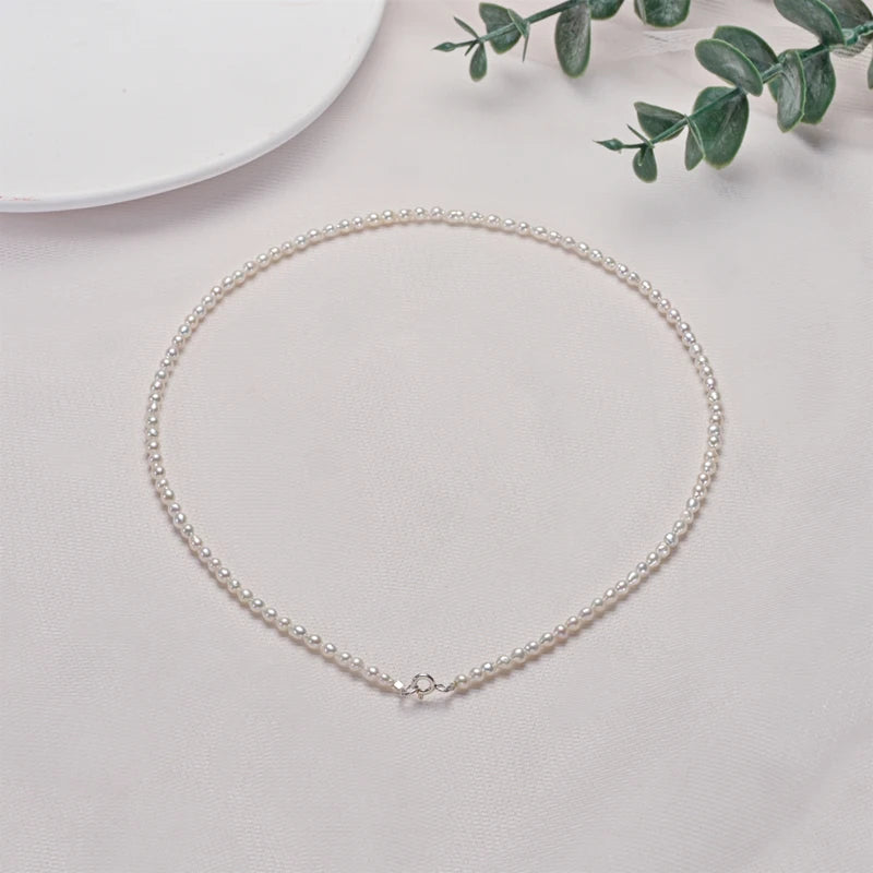 Sterling Silver Freshwater Pearl Necklace for Women 2.5-3.5mm 40cm