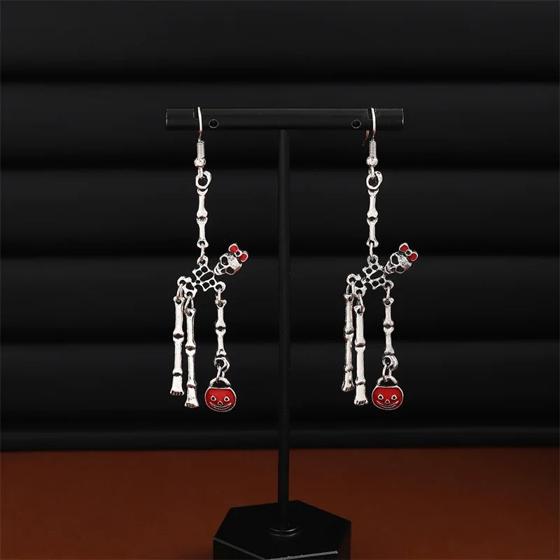 Halloween Skeleton Skull Earrings for Women Punk Style Holiday Jewelry