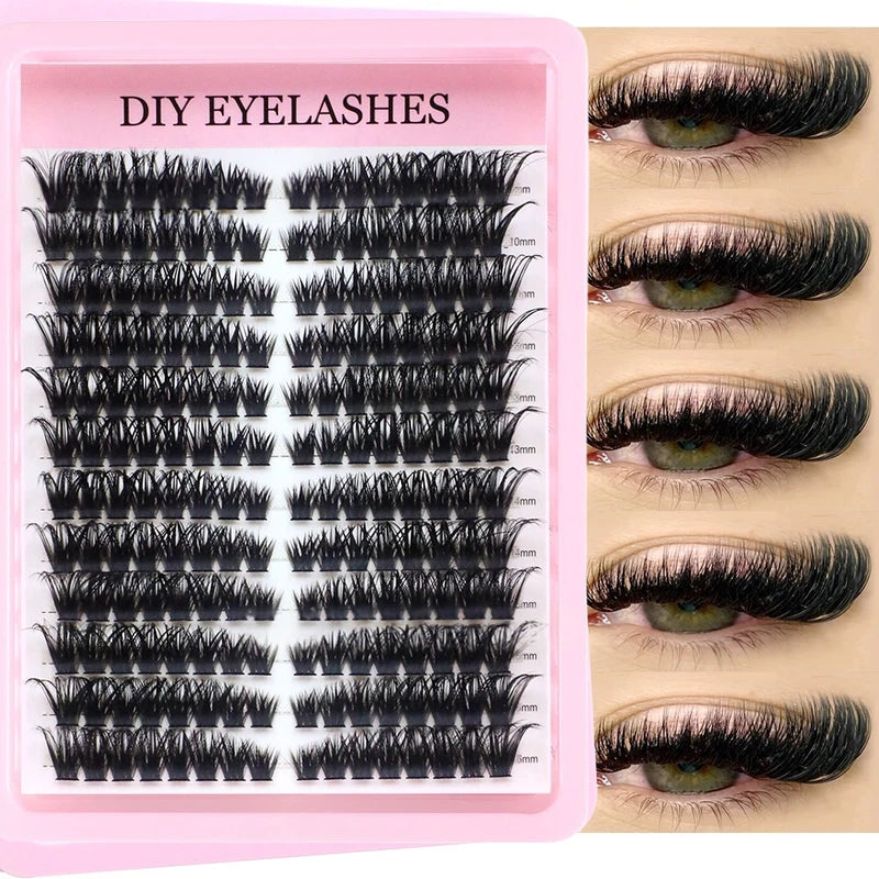 Cluster Lash Extensions 240pcs 40D Mixed Length Reusable Natural Look False Eyelashes