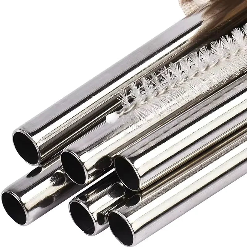 Reusable Stainless Steel Bubble Tea & Milkshake Straws with Cleaning Brush - Extra Wide 12mm Diameter