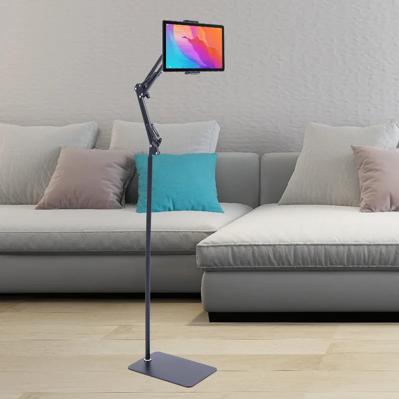 Adjustable 360° Rotating Tablet Floor Stand with Anti-Slip Base for Home Office Gym