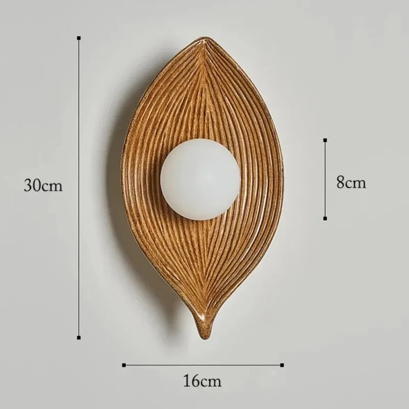 LED Leaf Resin Wall Lamp - Bedroom Living Room Wall Sconce Decor