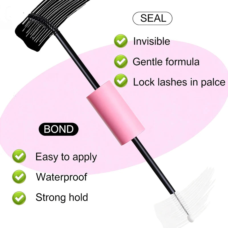 Eyelash Glue Kit with Bond and Seal, Lash Remover & Tweezers for Home Use
