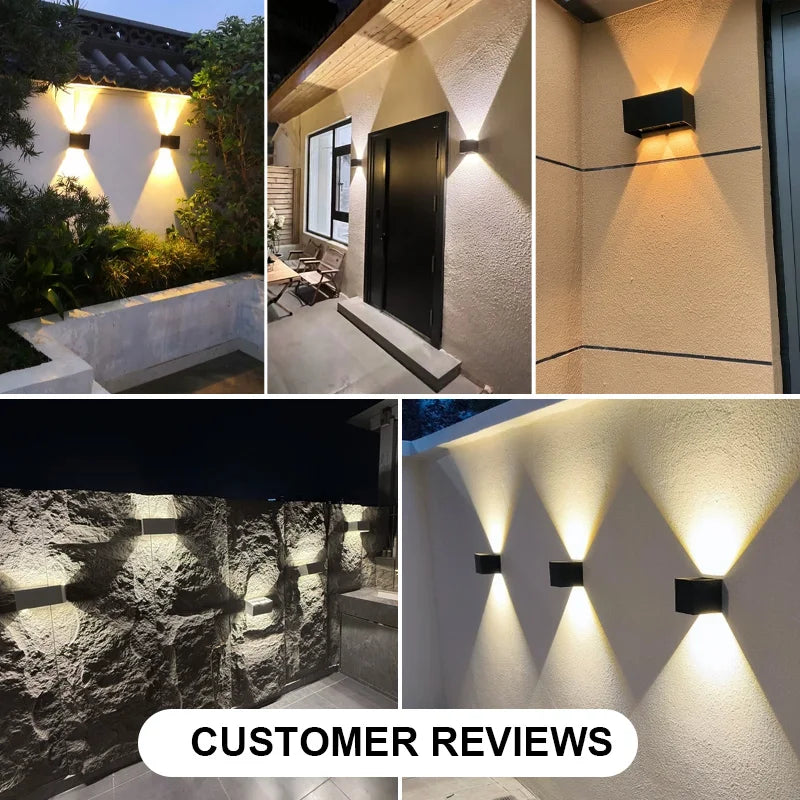 Outdoor Waterproof Aluminum LED Wall Light 12W/24W Porch Garden Interior