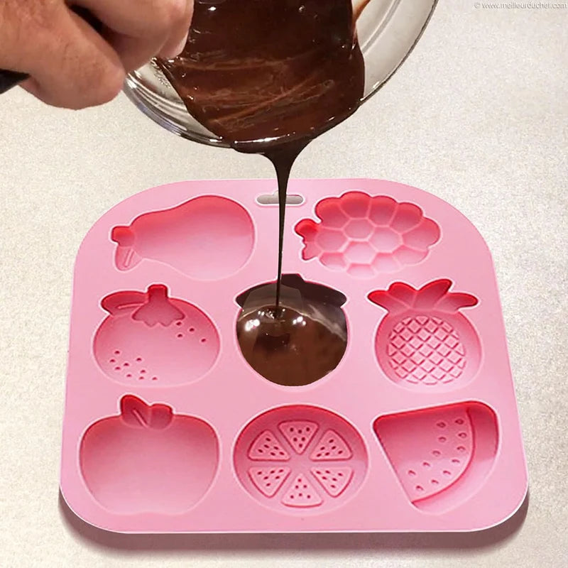 9-Cavity Fruit-Shaped Silicone Mold for Chocolate Candy and Ice Cubes