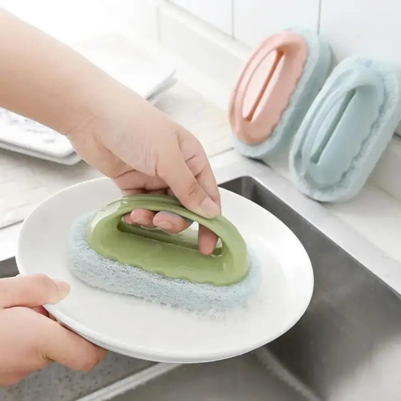Multifunctional Bathroom Cleaning Brush with Handle - Portable Sponge Bath Scrubber
