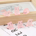 Mini Resin Pig Car Dashboard Ornaments - Luminous Cute Animal Car Decor Set of 6