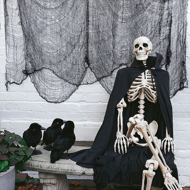 Halloween Spider Web Decorations - Black Gauze for Haunted House & Party Scenes