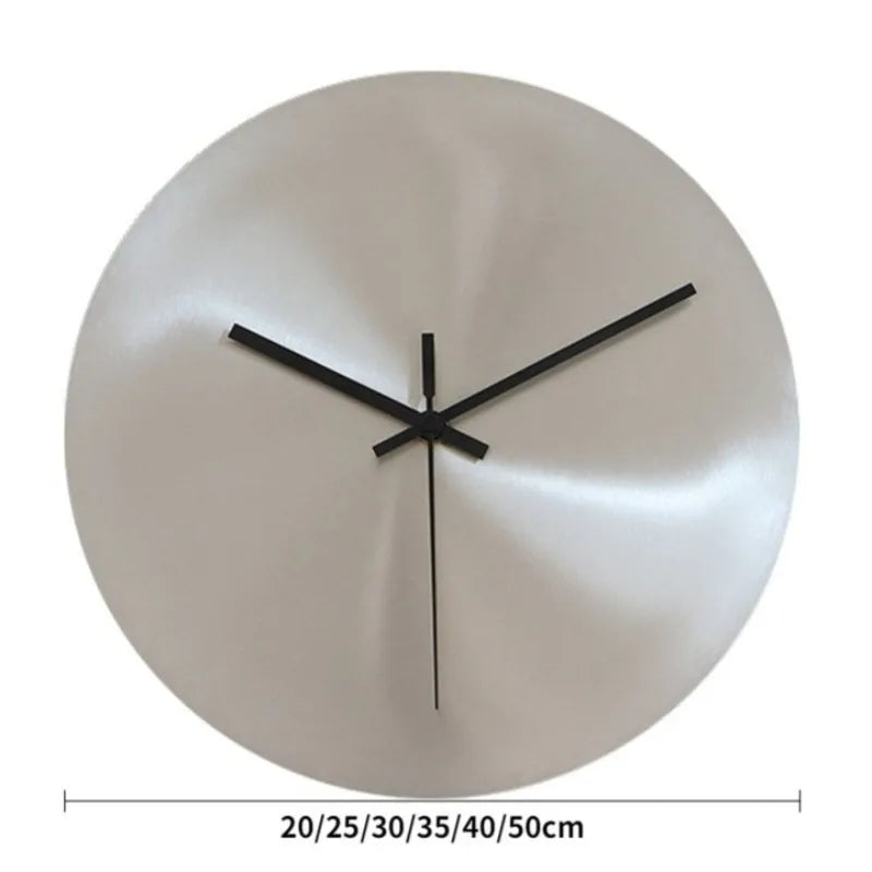 Modern Wall Clock - Silent Silvery Round Metal Wall Watch for Living Room Home Decor