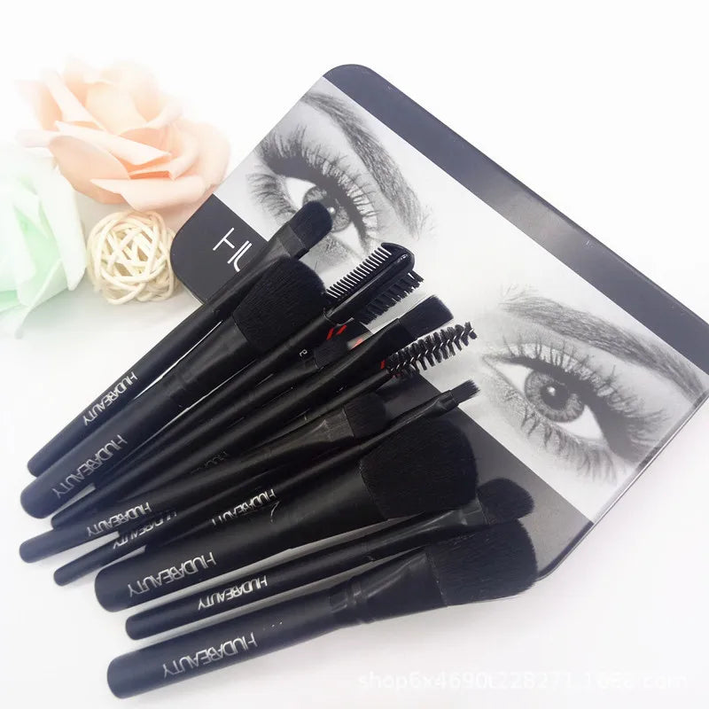 12pcs Makeup Brush Set with Metal Case Soft Fiber Face Brushes