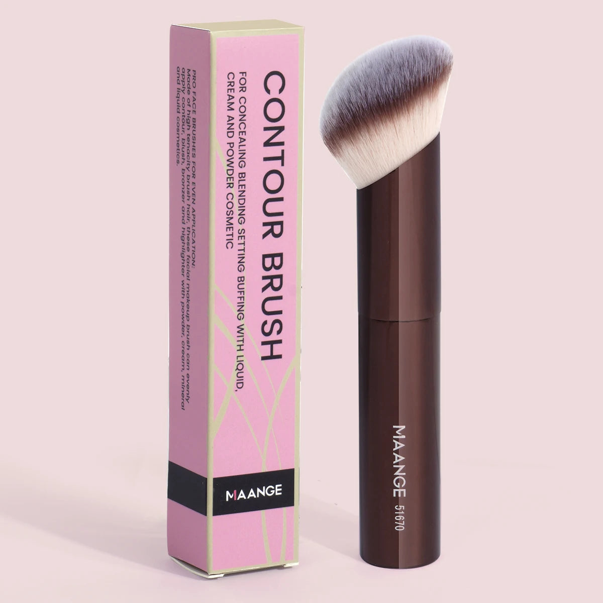 Professional Angled Flat Foundation Makeup Brush for Blending and Sculpting