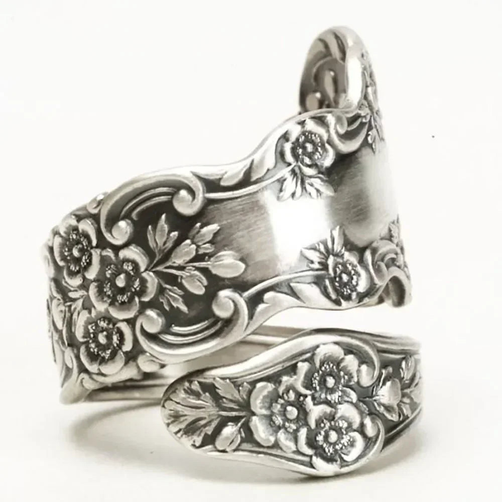 Vintage Antique Style Women's Midi Flower Pattern Ring - Stylish Jewelry