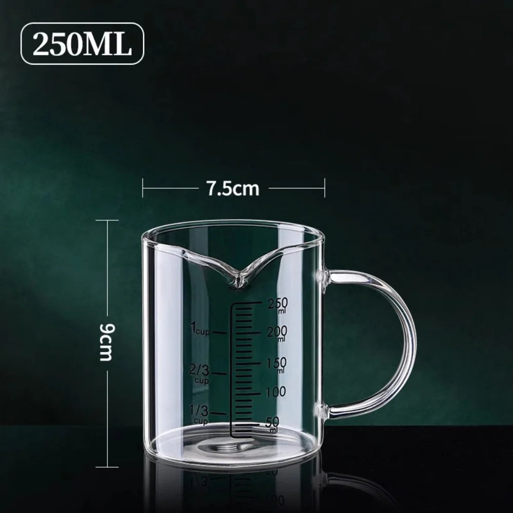 Glass Measuring Cup with Handle - Heat-Resistant Borosilicate Mug, Multiple Sizes