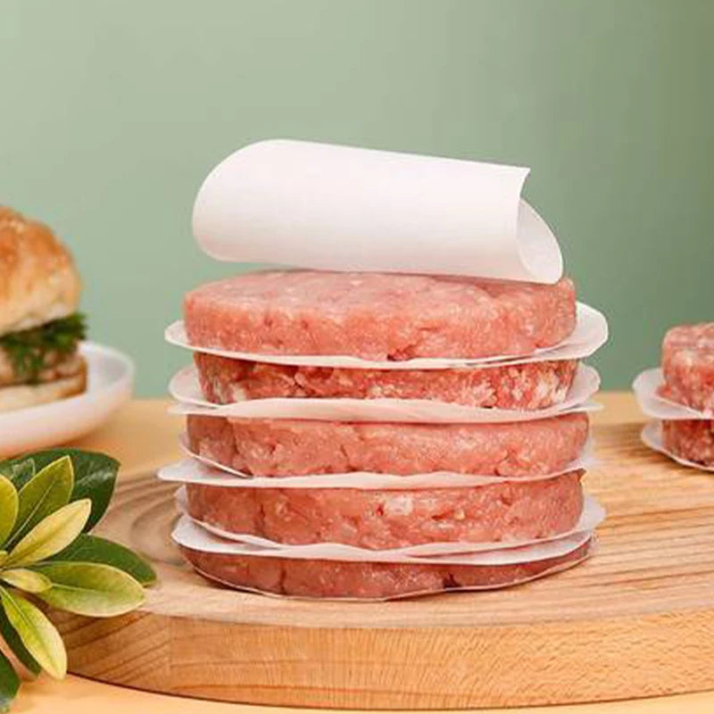 100pcs Hamburger Patty Wax Paper Sheets for Baking & Burger Press - Oil & Food Wrap