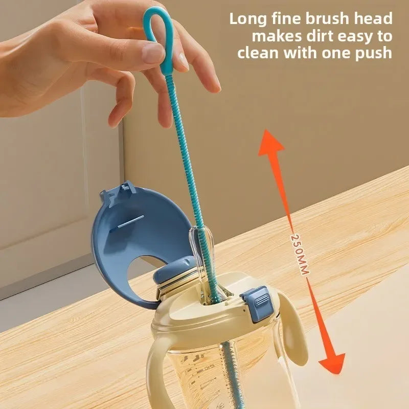 Long Silicone Straw Cleaner Brush for Reusable Cups & Straws - Deep Cleaning Tool