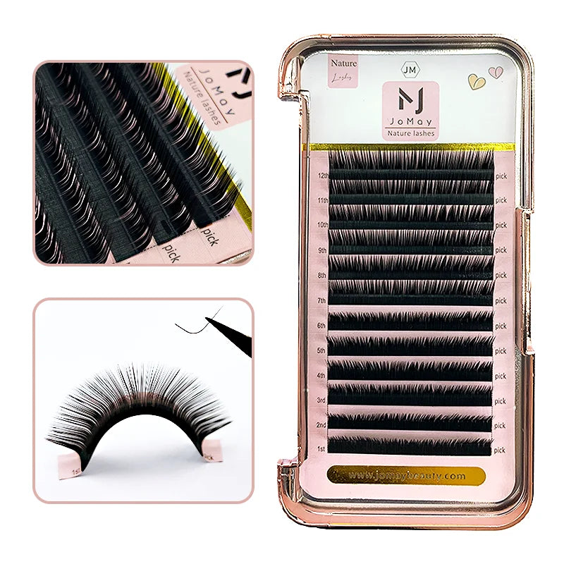 L Curl Eyelash Extensions Mix 8-16mm Mink False Lashes for Dramatic Eye Makeup