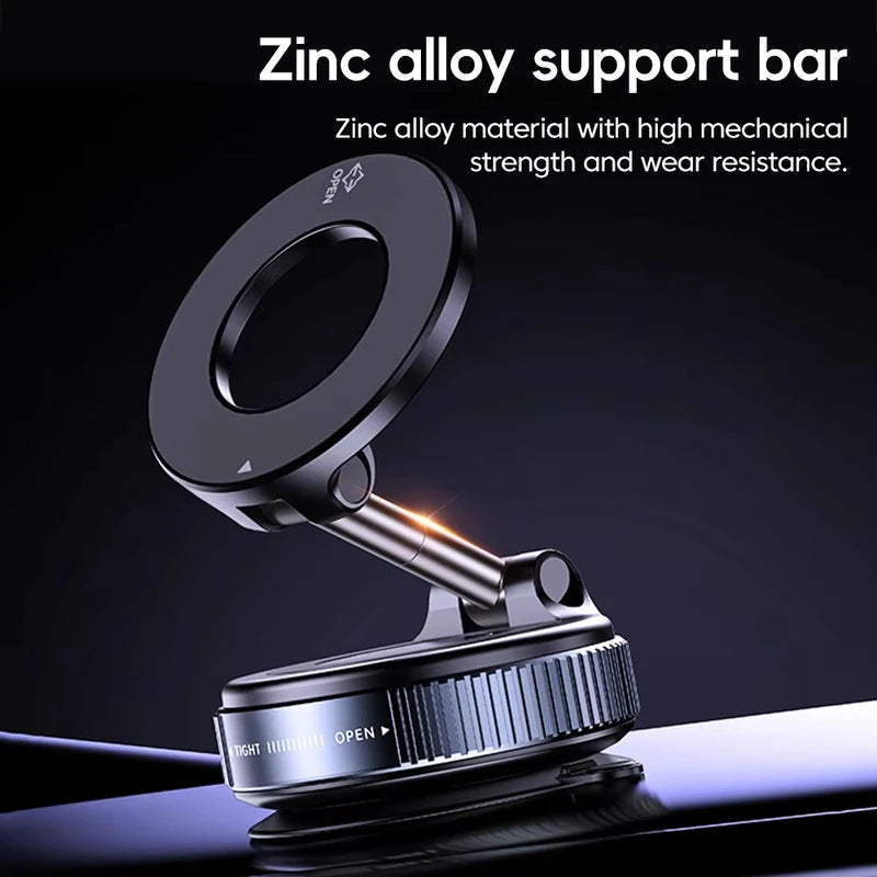 Magnetic Car Phone Mount with Vacuum Suction Stand for Live Streaming and Navigation