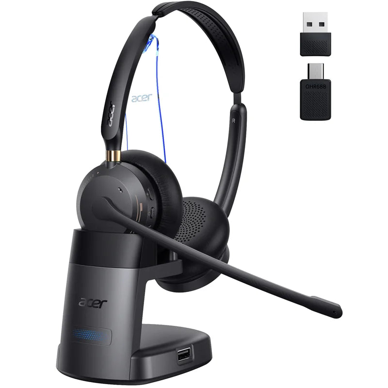 Wireless Headset with Mic for Office & Remote Work Bluetooth & 2.4G