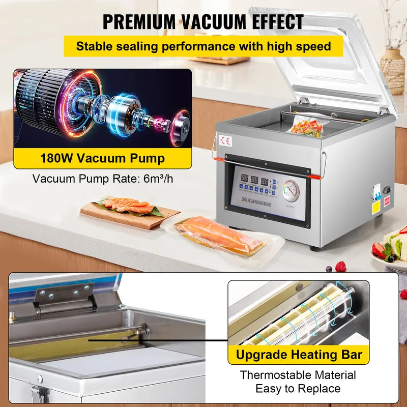 Commercial Chamber Vacuum Sealer 12.2 Inch Food Packing Machine 110V