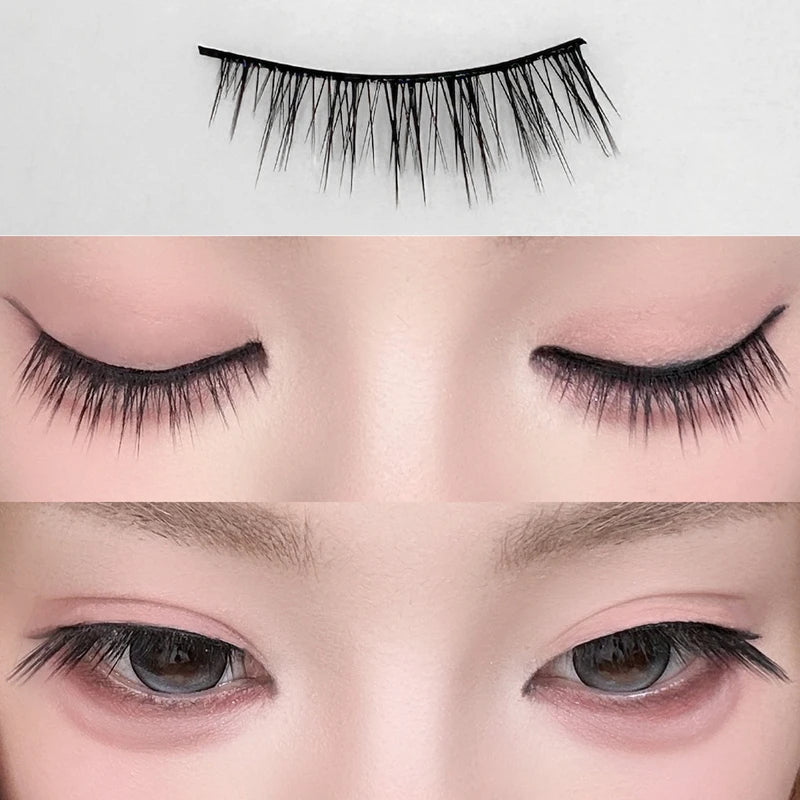 Cosplay False Eyelashes Strip C Curl Natural Look Synthetic Fiber 7-13mm