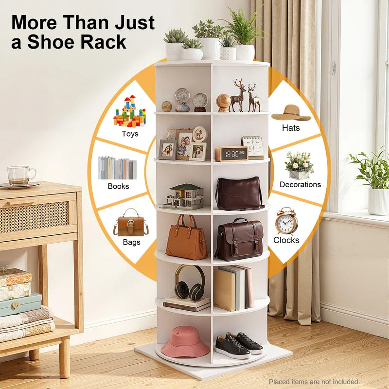 360° Rotating Shoe Rack 6-Tier Large Capacity Floor Organizer for Entryway