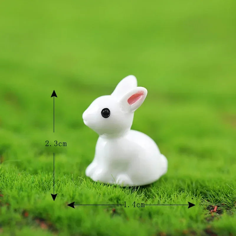 Mini Resin Bunny Figures Set - 10/20/50 Pieces for Dollhouse & Micro Landscape Decor