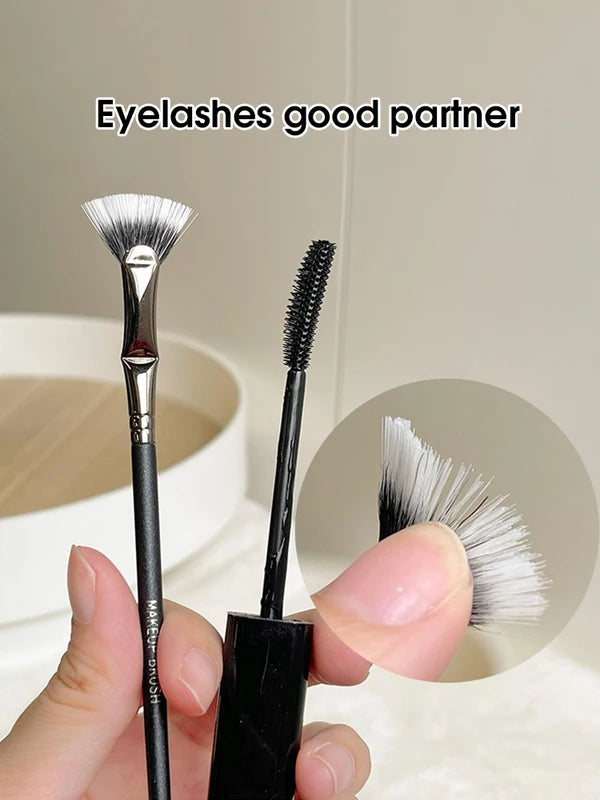 Folding Mascara Brush with Flat Head - Soft Hair Root Cleaner, Clear Lower Lash Tool