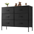 Living Room 6-Drawer Fabric Cabinet with Wooden Top Storage Closet Chest