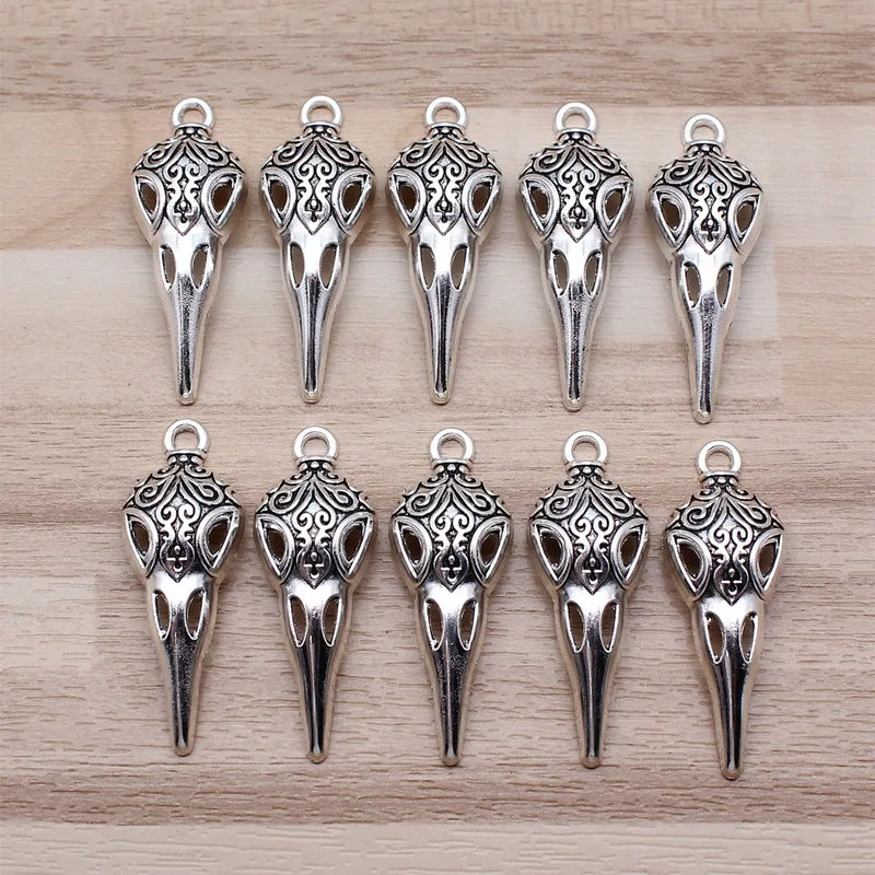 Skull Bead Charms 10pcs DIY Jewelry Making Zinc Alloy 35x13mm - Multiple Colors