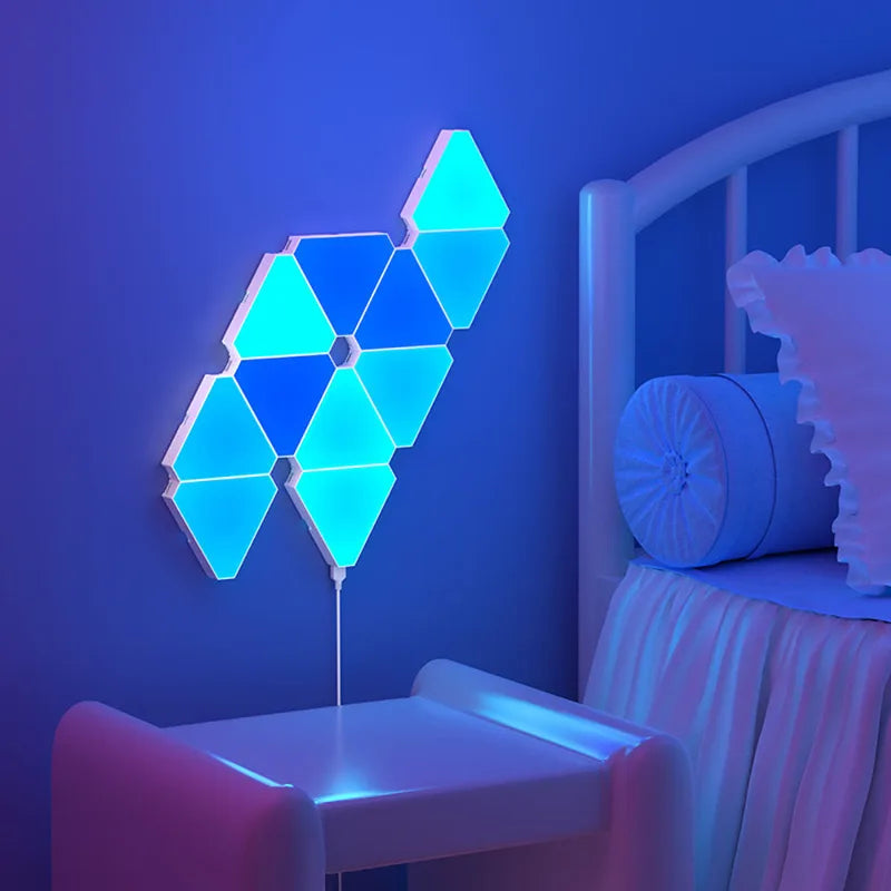 RGB LED Triangular Wall Lamp for Bedroom Office Decor - Smart Pickup Rhythm Light