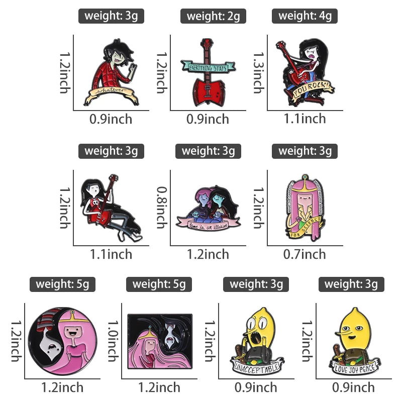 Cartoon Adventures Time PB Characters Metal Enamel Pins for Fans Collection Gifts
