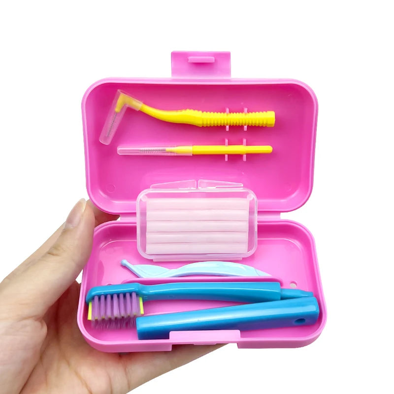 Orthodontic Toothbrush Kit with Tongue Scraper & Interdental Brushes — Portable Oral Hygiene Set