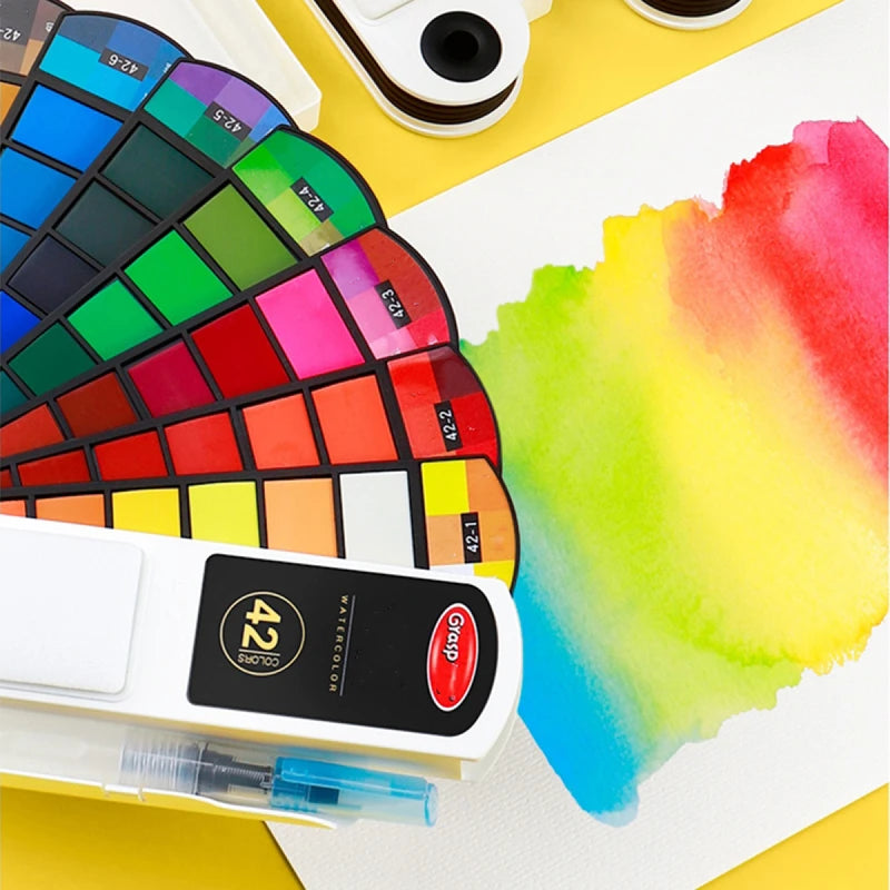 Watercolor Pigment Set with Water Brush Pen - Foldable Travel Art Kit