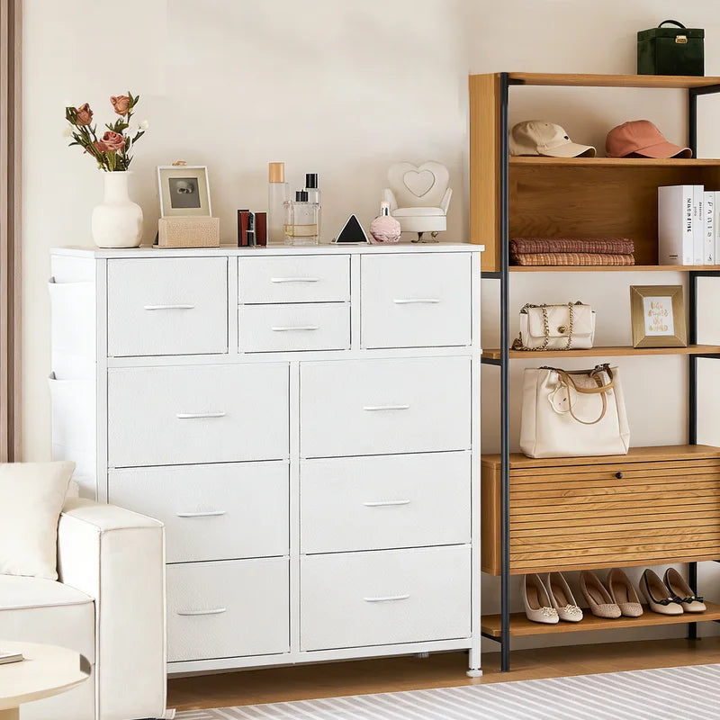 MCQ Living Room Fabric Drawer Cabinet with Side Storage Bag - 10 Drawers