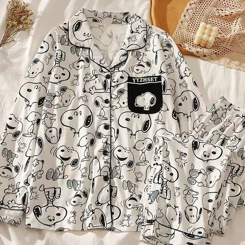 Unisex Snoopy Pajama Set - Long Sleeve & Pants Sleepwear for Men & Women